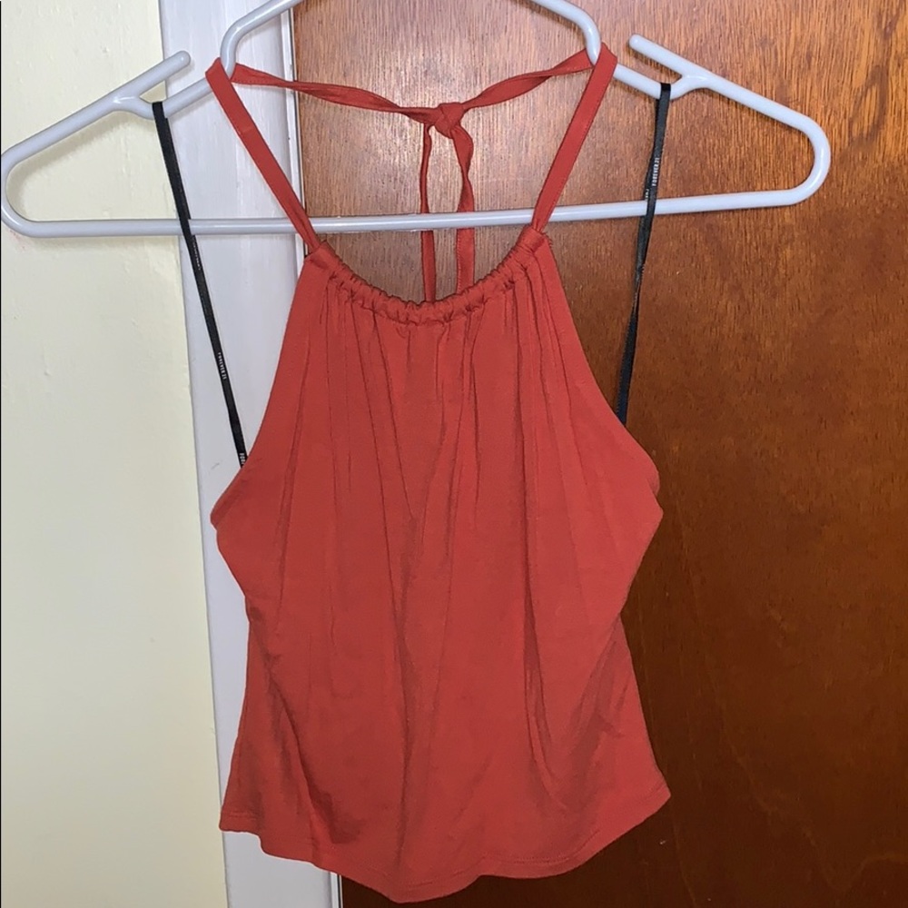 Red Orange Halter Neck Crop Top